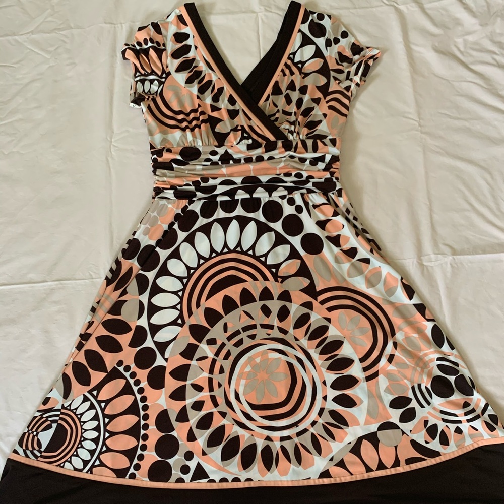 Sandra Darren Multi- Colored Pinched Waist Dress